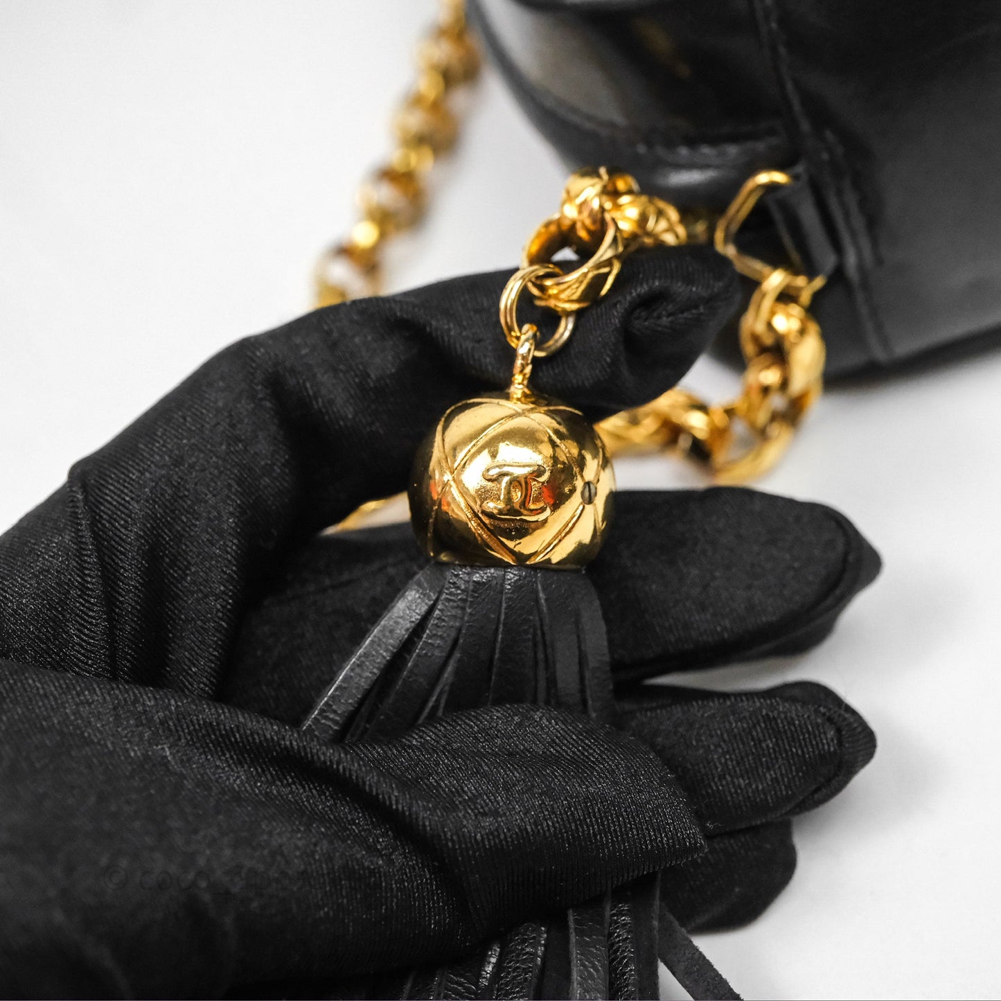 Chanel Vintage CC Camera Bag Black Lambskin 24K Gold Hardware