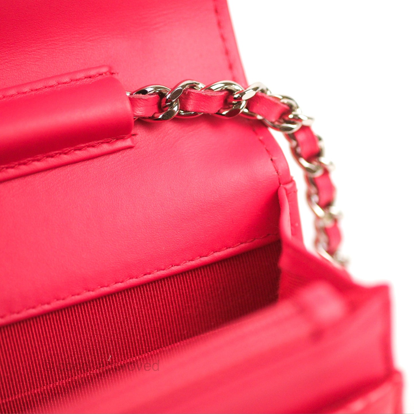 Chanel Quilted Classic Wallet on Chain WOC Pink Patent Silver Hardware