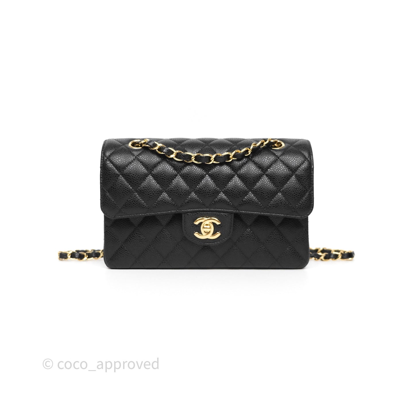 Chanel Small Classic Flap Quilted Black Caviar Gold Hardware