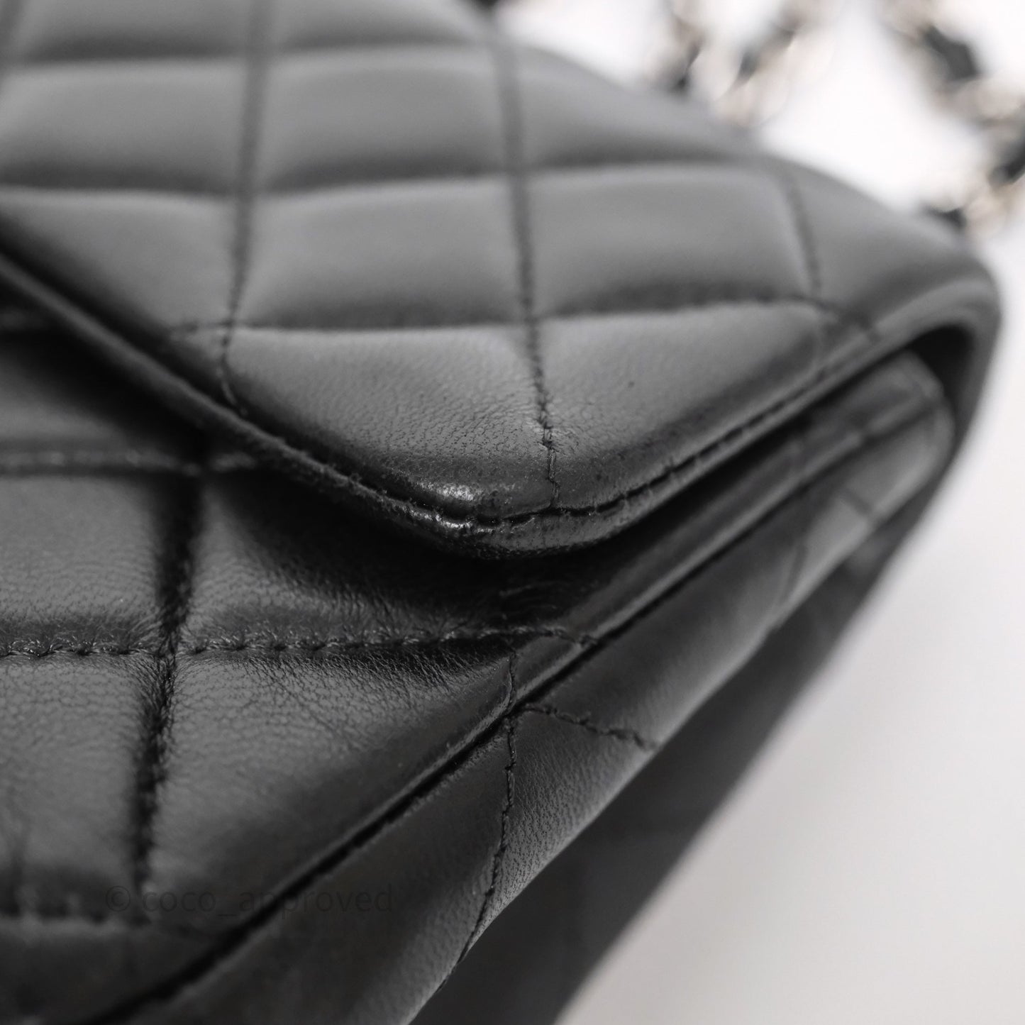Chanel Quilted Mini Rectangular Flap Black Lambskin Silver Hardware