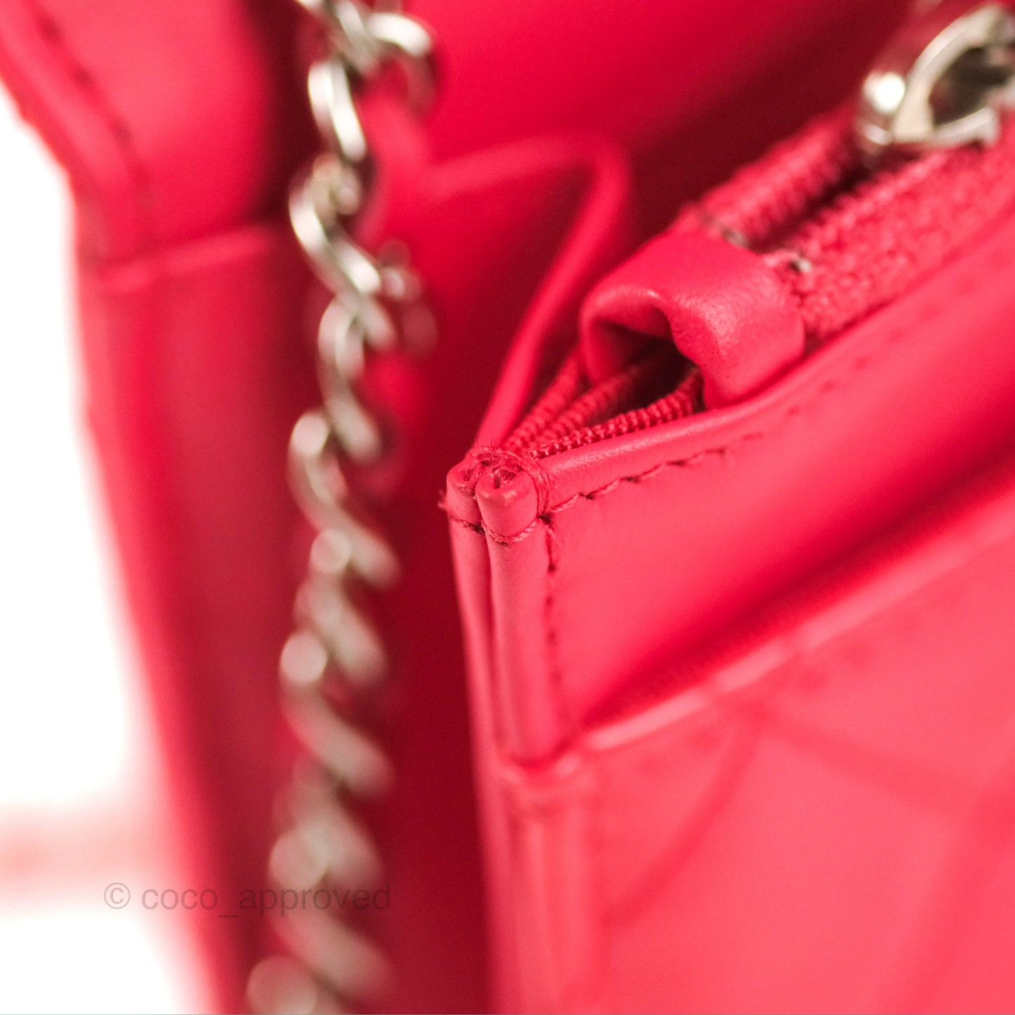 Chanel Quilted Classic Wallet on Chain WOC Pink Patent Silver Hardware