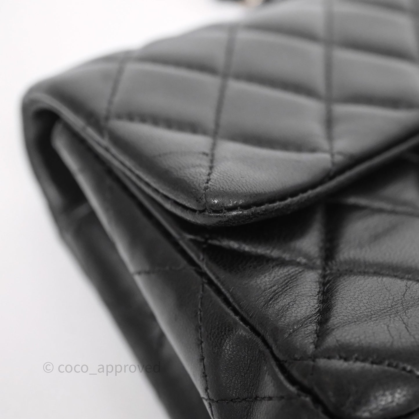 Chanel Quilted Mini Rectangular Flap Black Lambskin Silver Hardware
