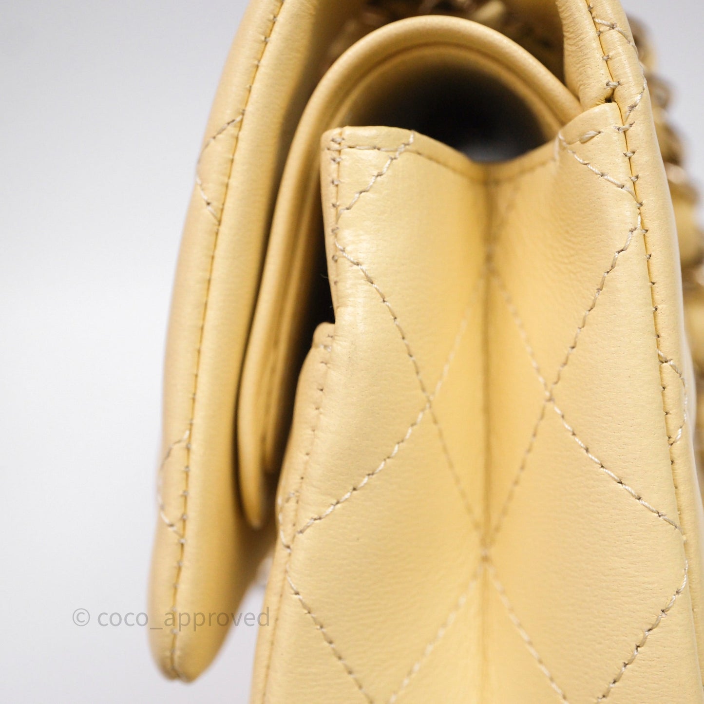Chanel Small Classic Flap Quilted Yellow Lambskin Gold Hardware