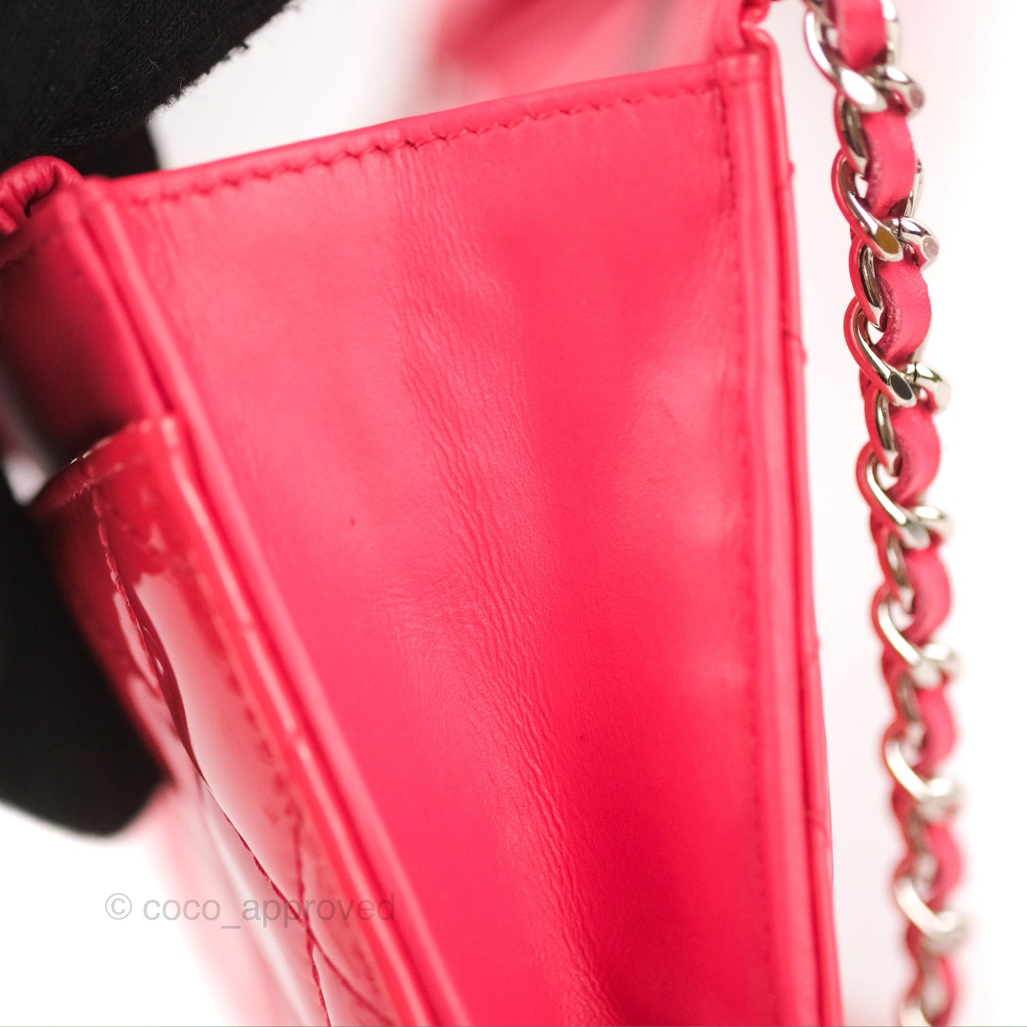 Chanel Quilted Classic Wallet on Chain WOC Pink Patent Silver Hardware