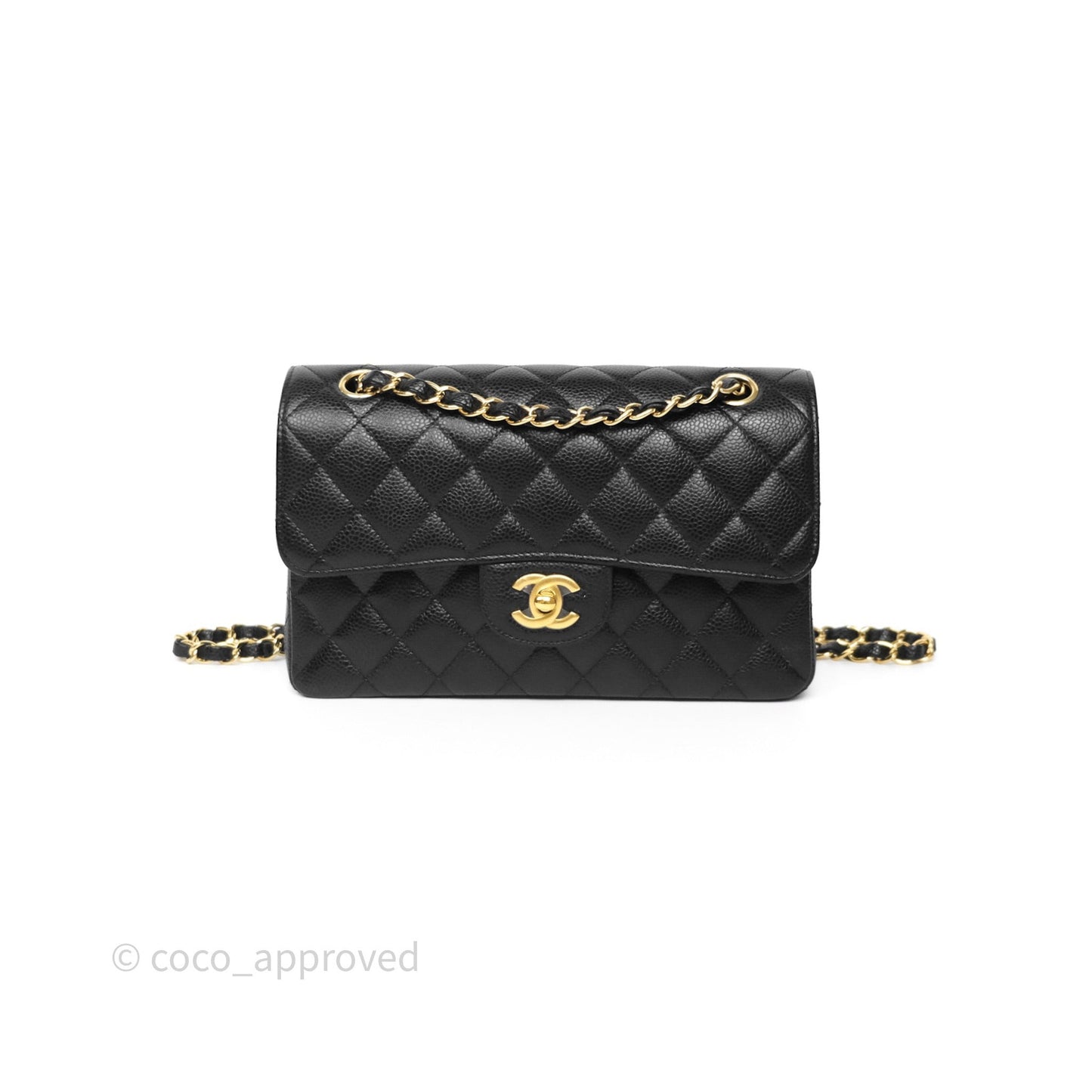Chanel Small Classic Flap Quilted Black Caviar Gold Hardware