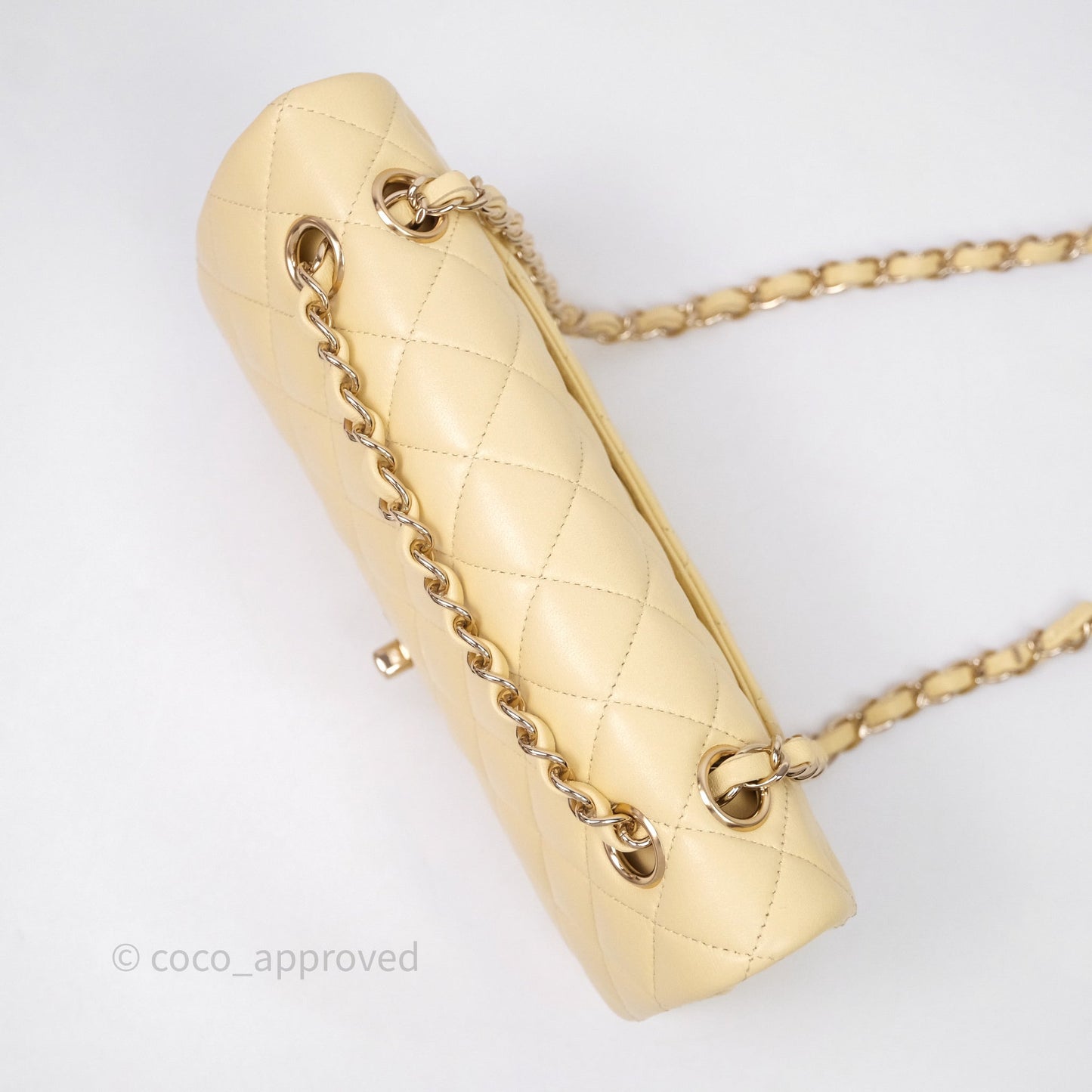 Chanel Small Classic Flap Quilted Yellow Lambskin Gold Hardware
