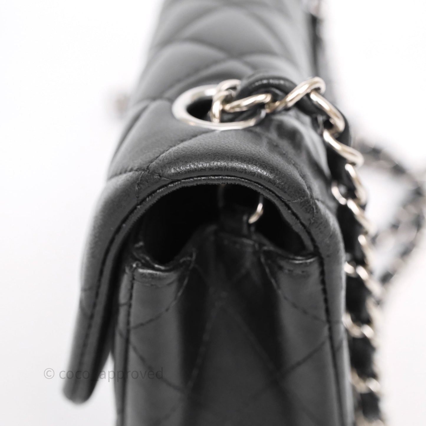 Chanel Quilted Mini Rectangular Flap Black Lambskin Silver Hardware