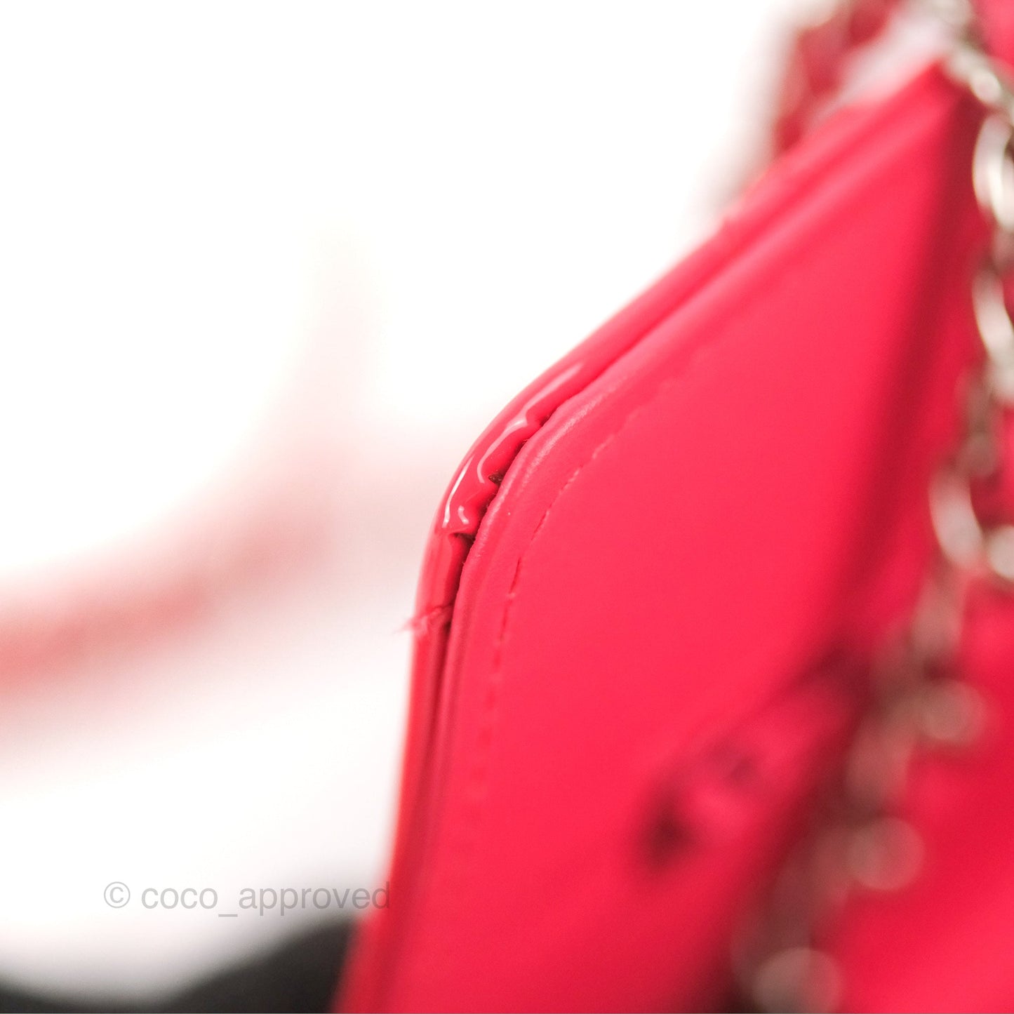 Chanel Quilted Classic Wallet on Chain WOC Pink Patent Silver Hardware