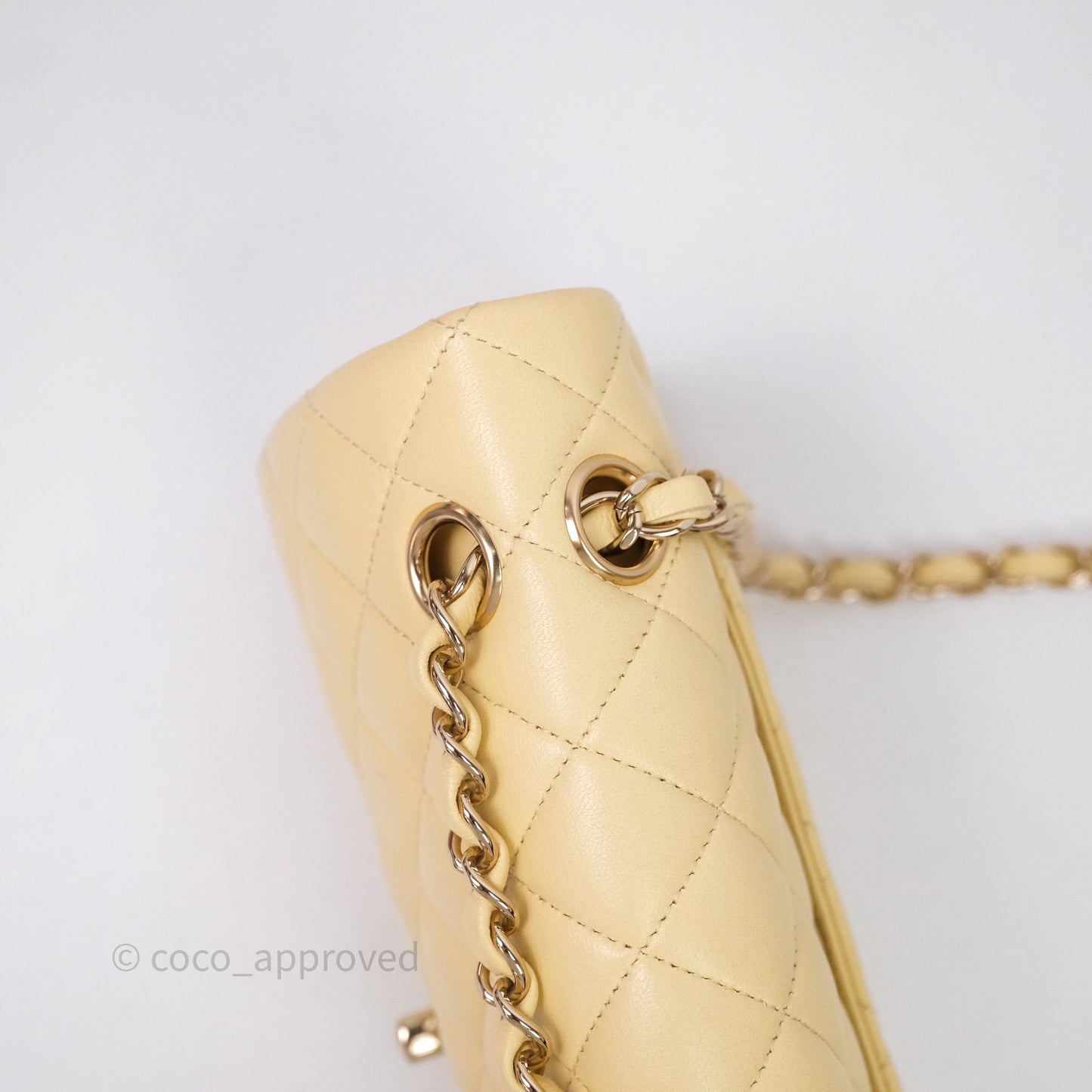 Chanel Small Classic Flap Quilted Yellow Lambskin Gold Hardware