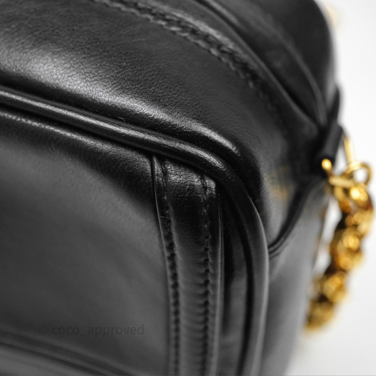 Chanel Vintage CC Camera Bag Black Lambskin 24K Gold Hardware