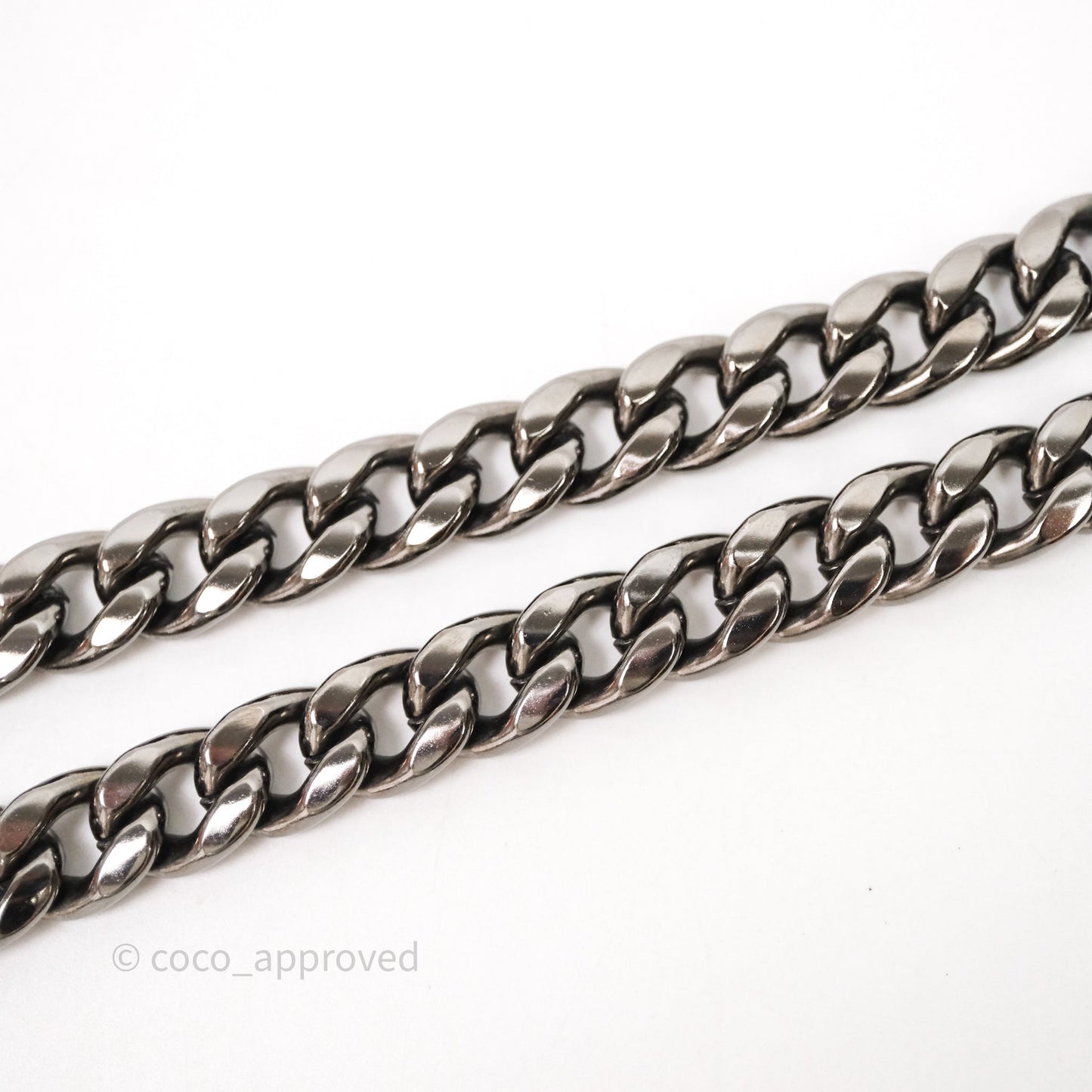 Chanel CC Guitar Charm Necklace Gun Metal Tone 20P