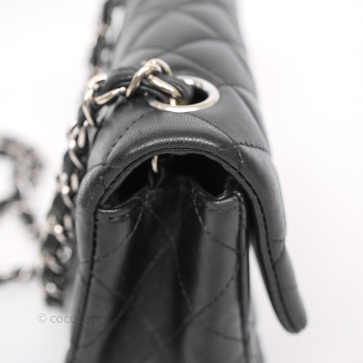 Chanel Quilted Mini Rectangular Flap Black Lambskin Silver Hardware