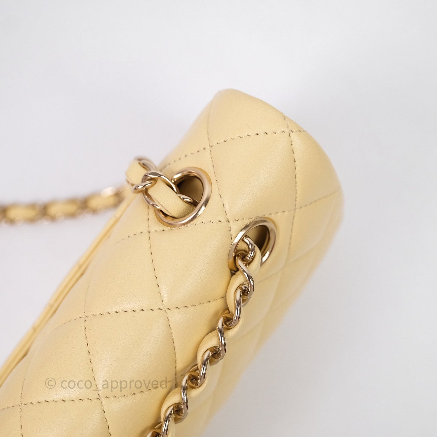 Chanel Small Classic Flap Quilted Yellow Lambskin Gold Hardware