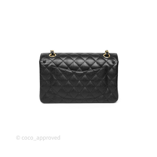 Chanel Small Classic Flap Quilted Black Caviar Gold Hardware