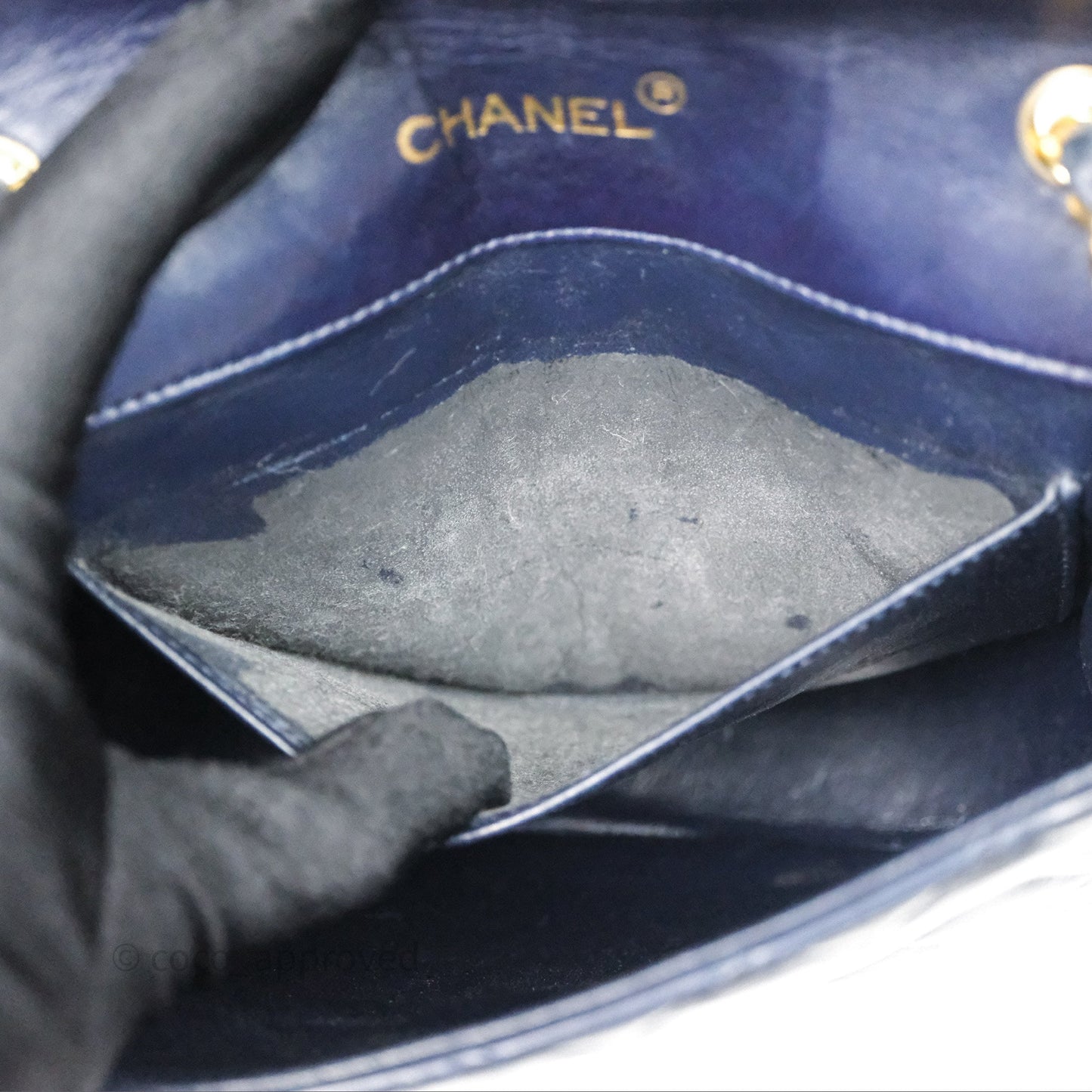Chanel Vintage Flap Bag Quilted Navy Lambskin Gold Hardware