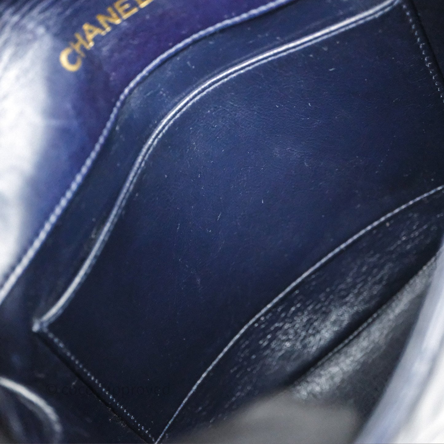 Chanel Vintage Flap Bag Quilted Navy Lambskin Gold Hardware