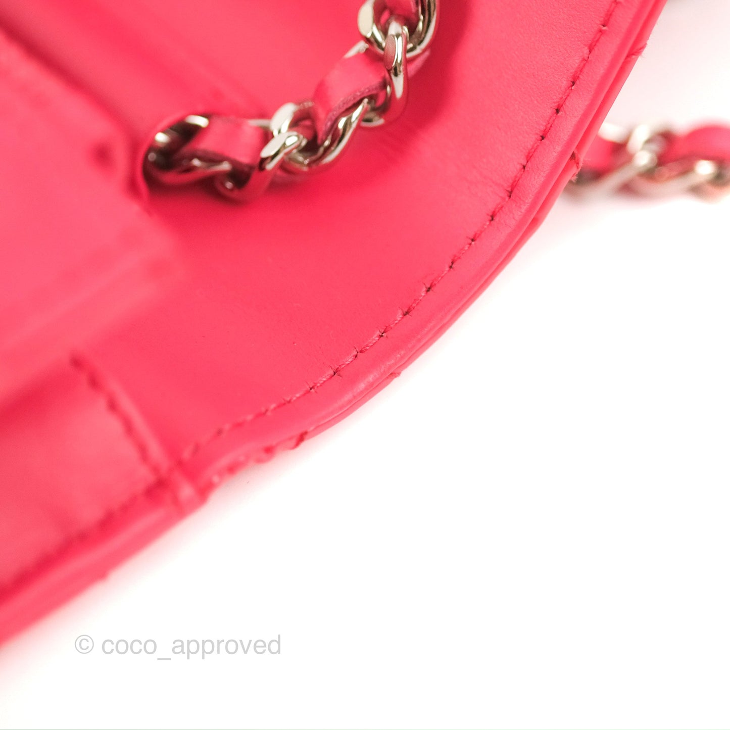 Chanel Quilted Classic Wallet on Chain WOC Pink Patent Silver Hardware