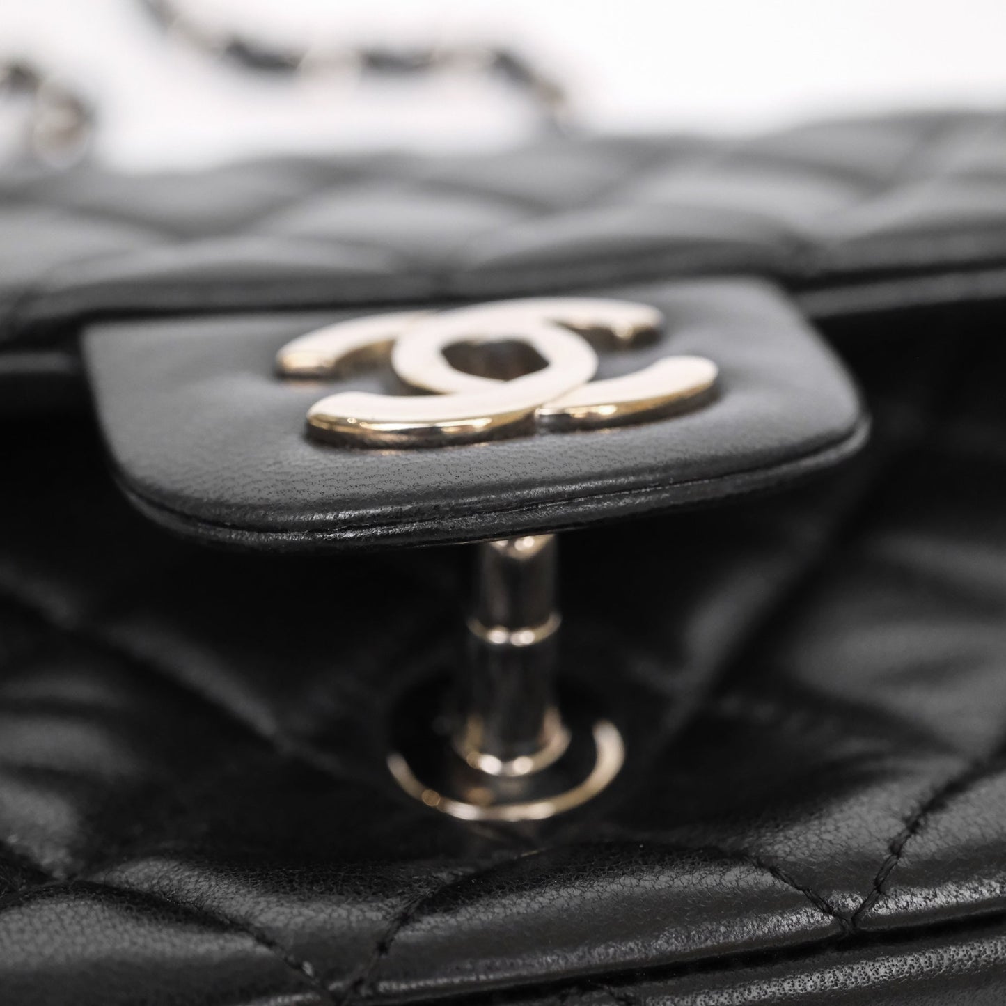 Chanel Quilted Mini Rectangular Flap Black Lambskin Silver Hardware