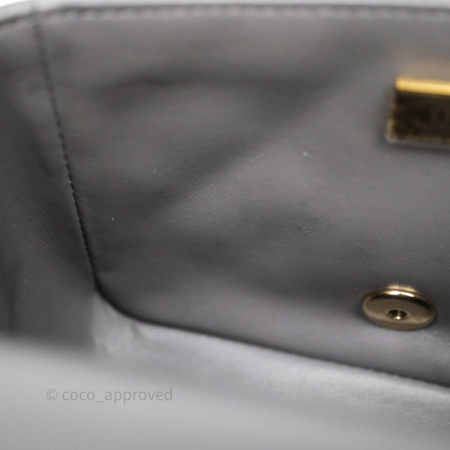 Chanel Mini Square Grey Lambskin Gold Hardware