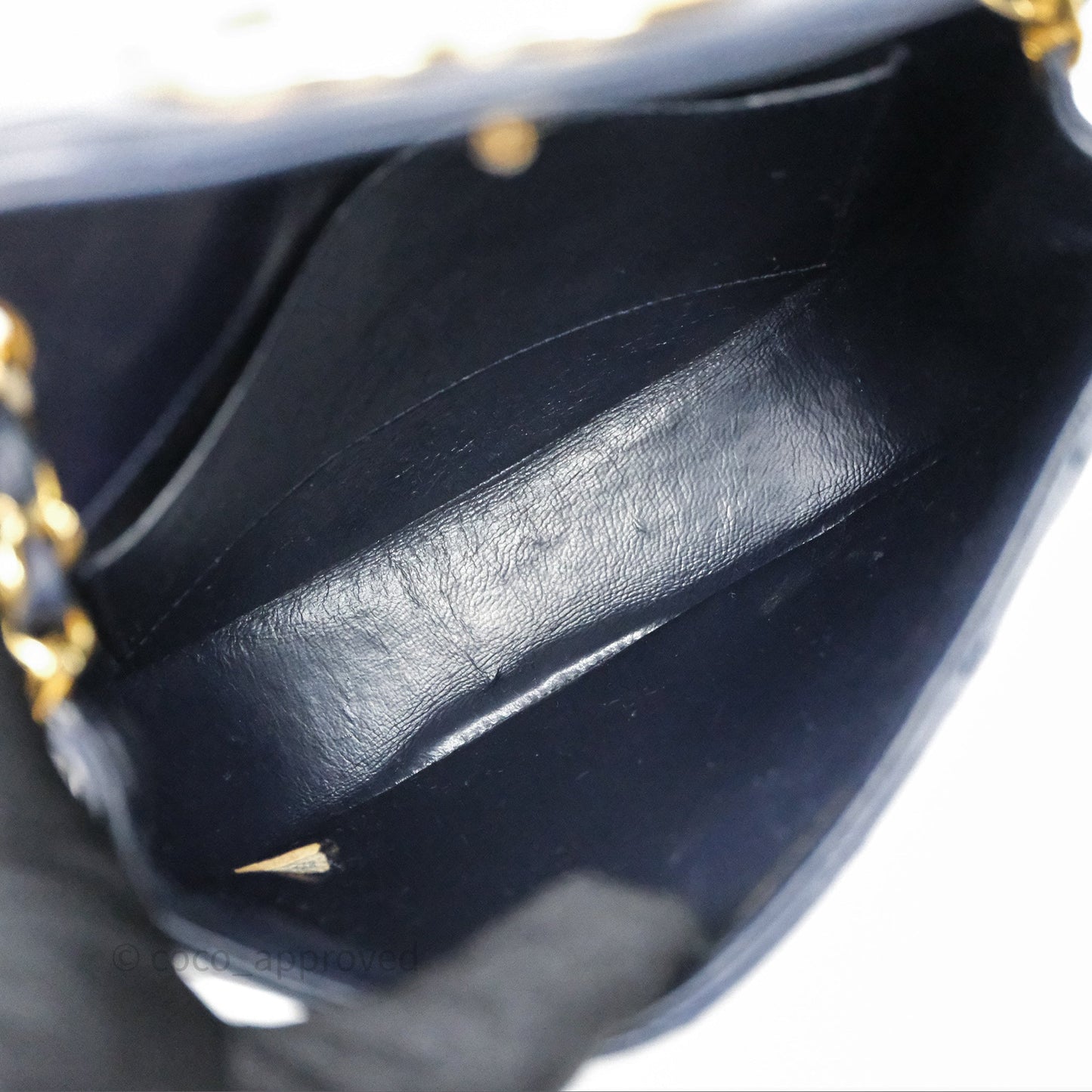 Chanel Vintage Flap Bag Quilted Navy Lambskin Gold Hardware