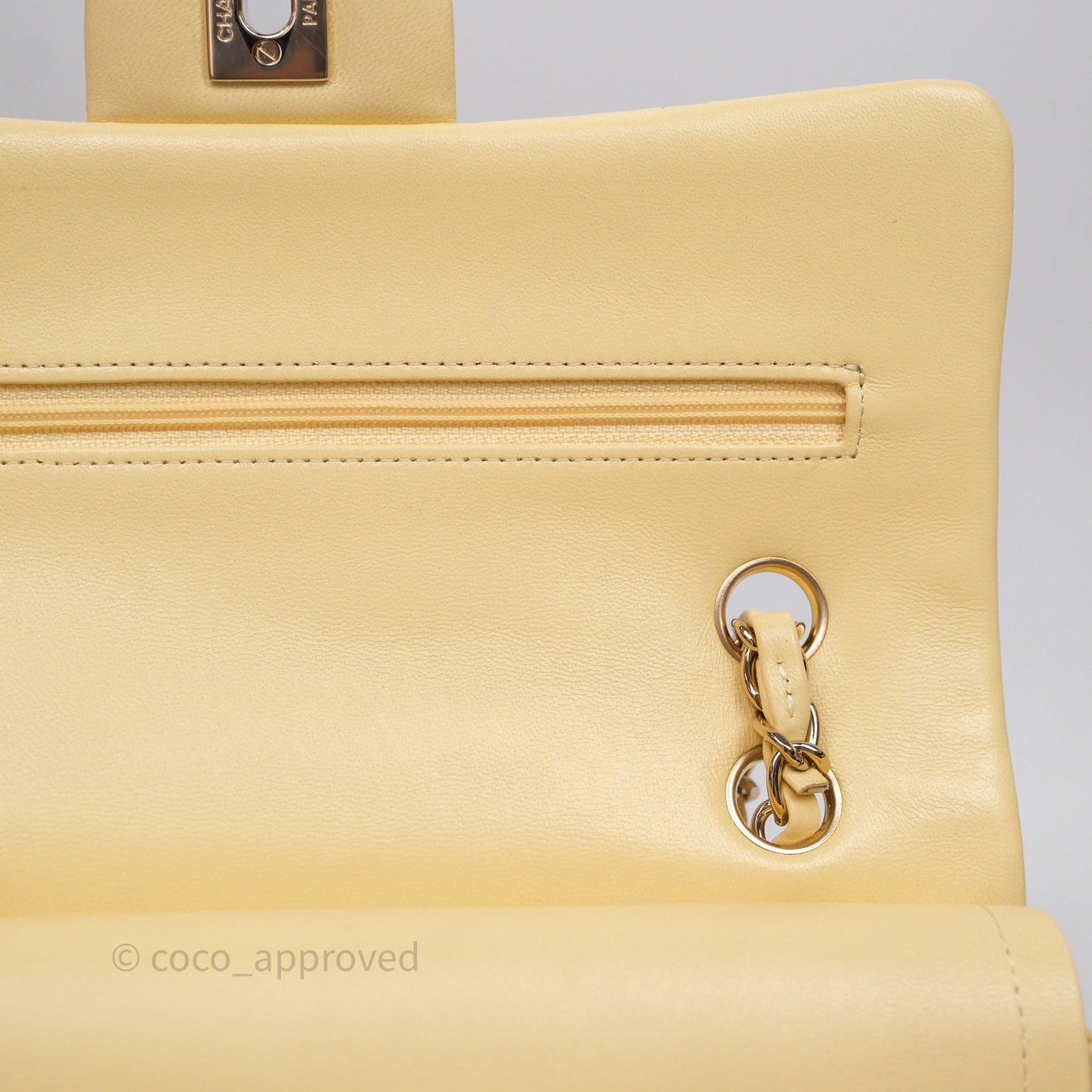 Chanel Small Classic Flap Quilted Yellow Lambskin Gold Hardware