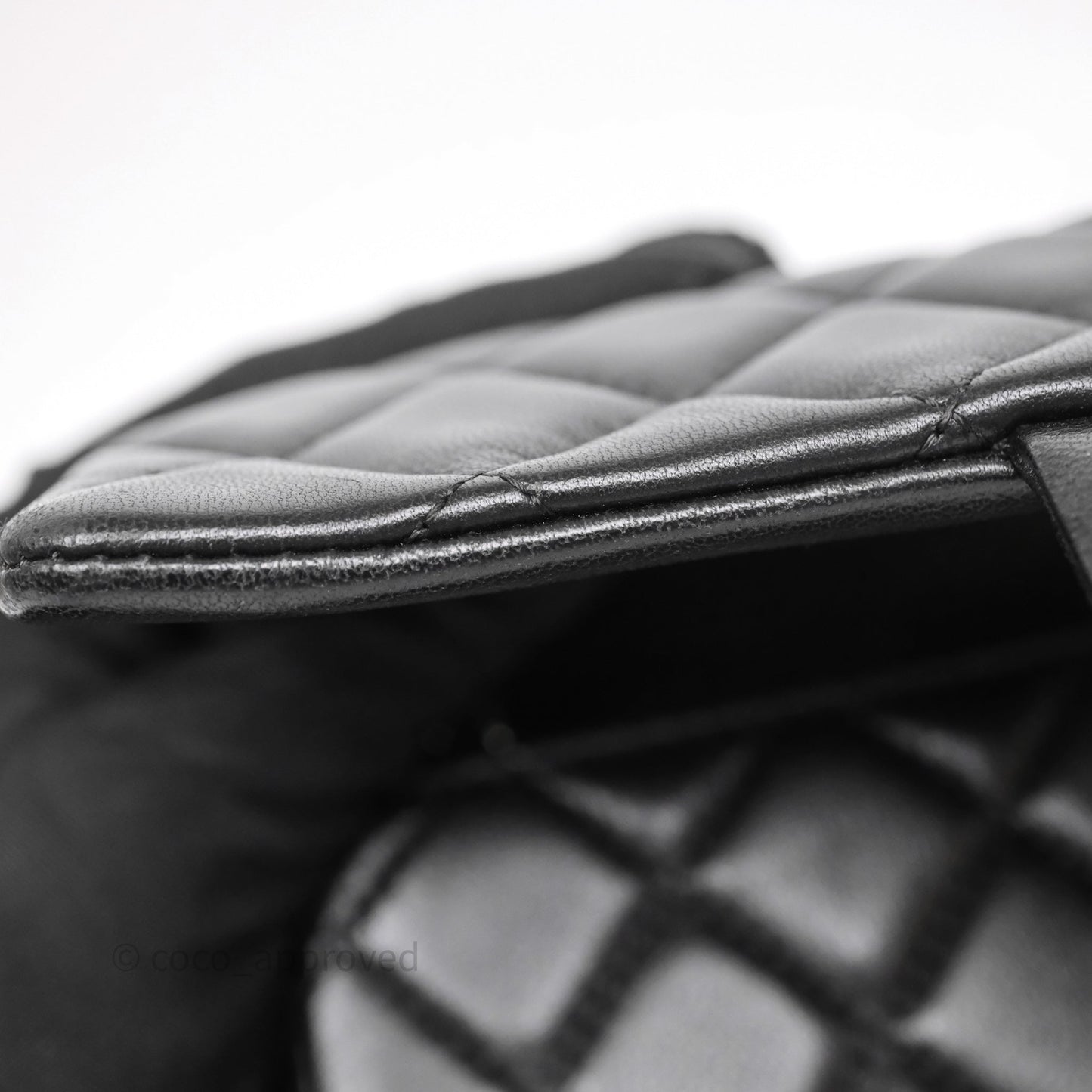Chanel Quilted Mini Rectangular Flap Black Lambskin Silver Hardware