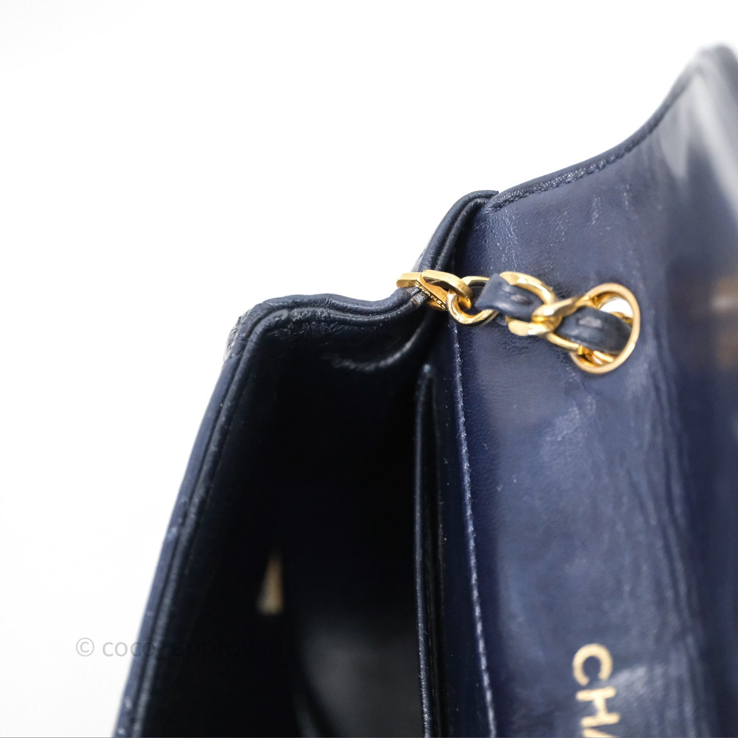 Chanel Vintage Flap Bag Quilted Navy Lambskin Gold Hardware