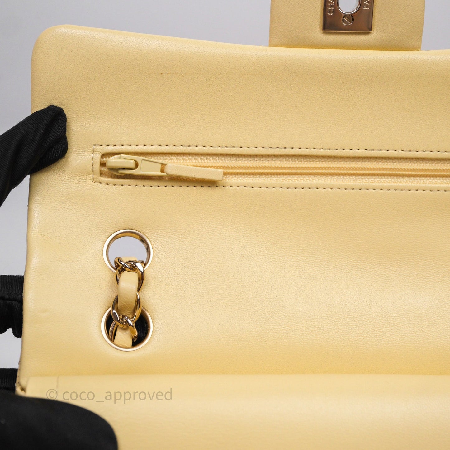 Chanel Small Classic Flap Quilted Yellow Lambskin Gold Hardware