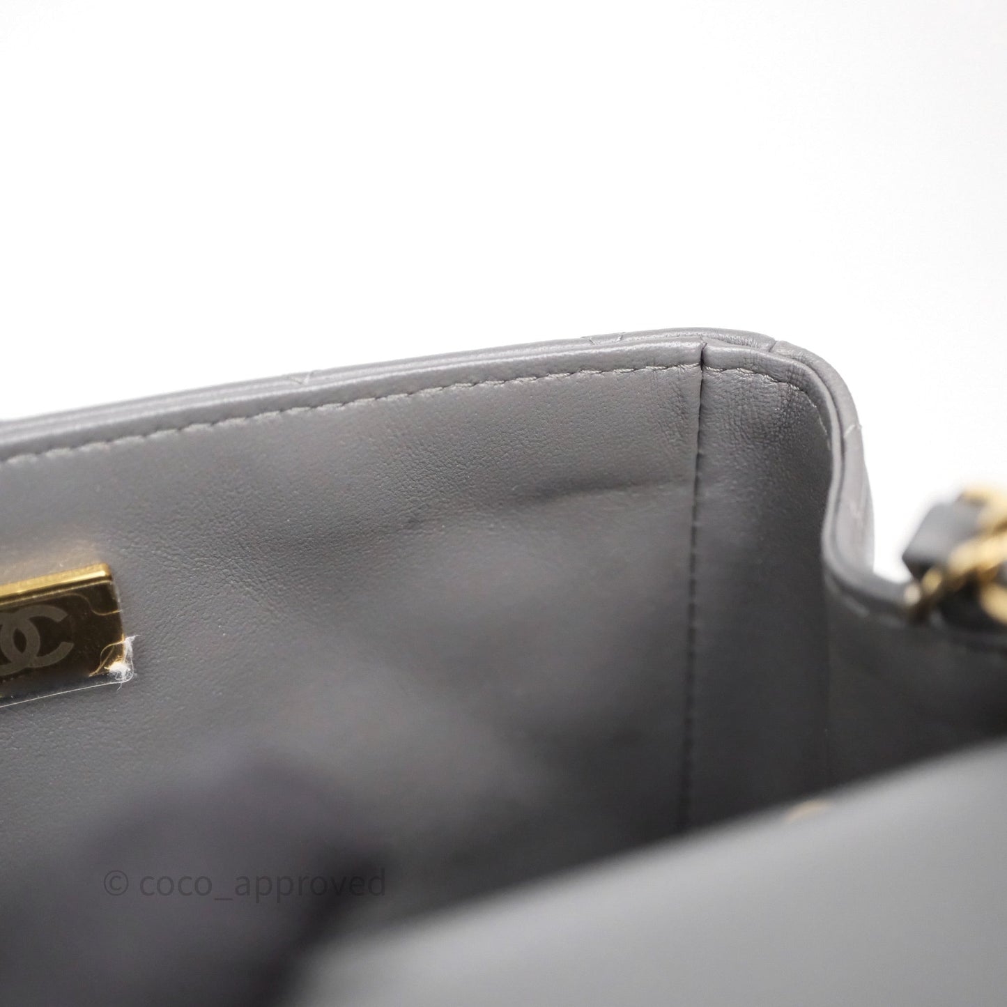 Chanel Mini Square Grey Lambskin Gold Hardware