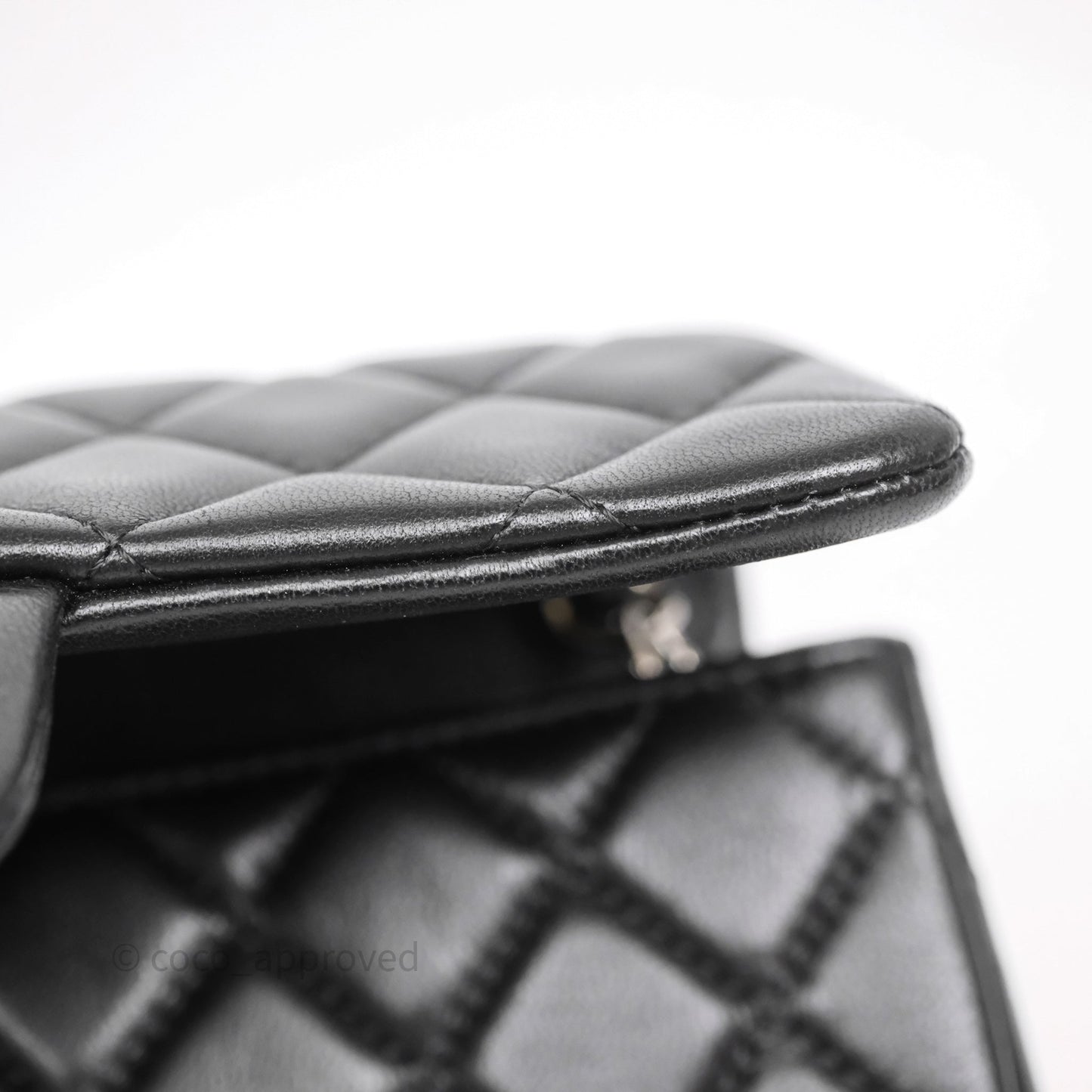 Chanel Quilted Mini Rectangular Flap Black Lambskin Silver Hardware