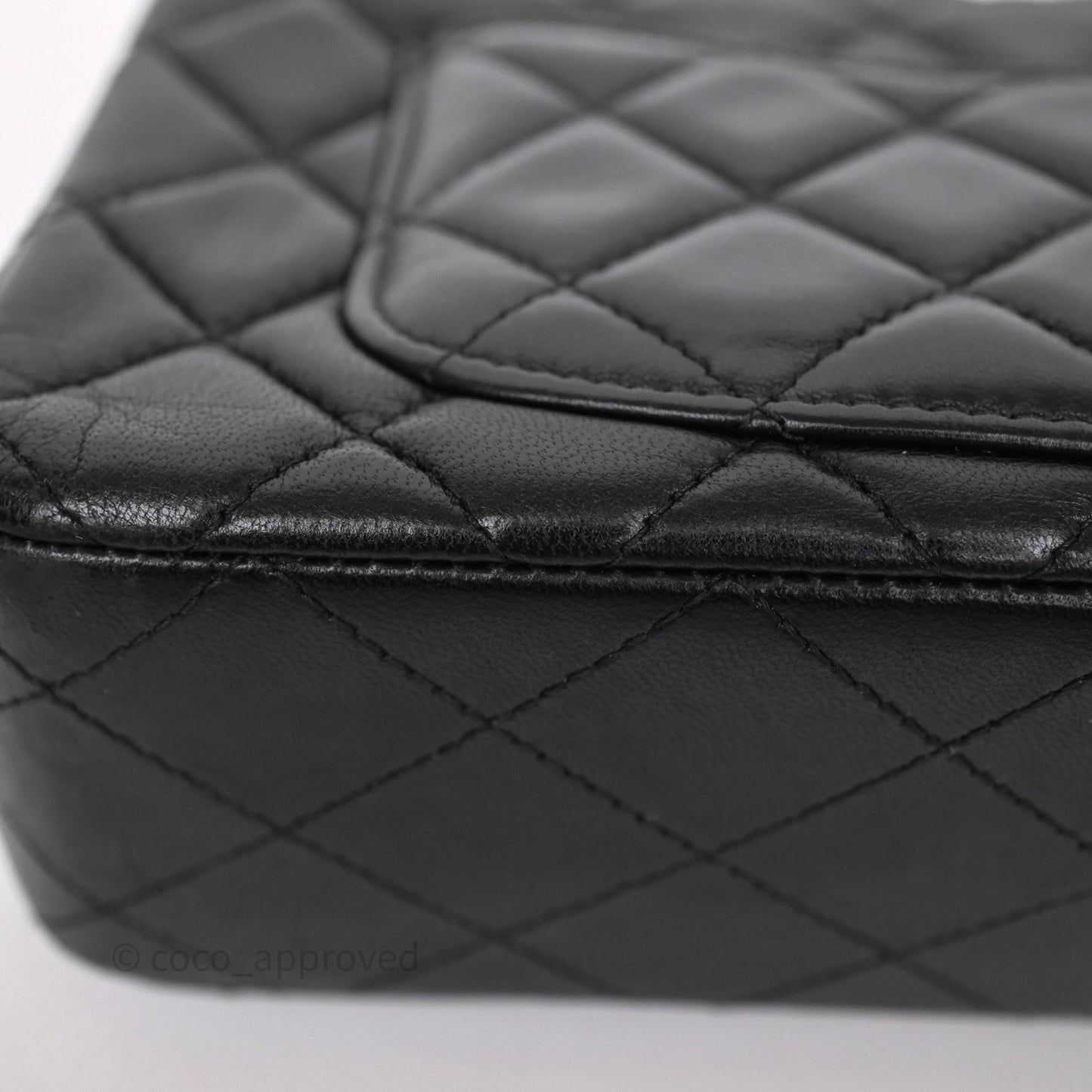 Chanel Quilted Mini Rectangular Flap Black Lambskin Silver Hardware