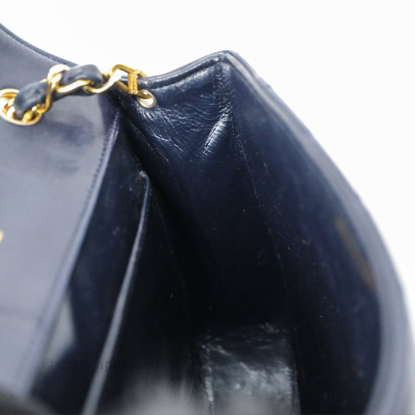 Chanel Vintage Flap Bag Quilted Navy Lambskin Gold Hardware