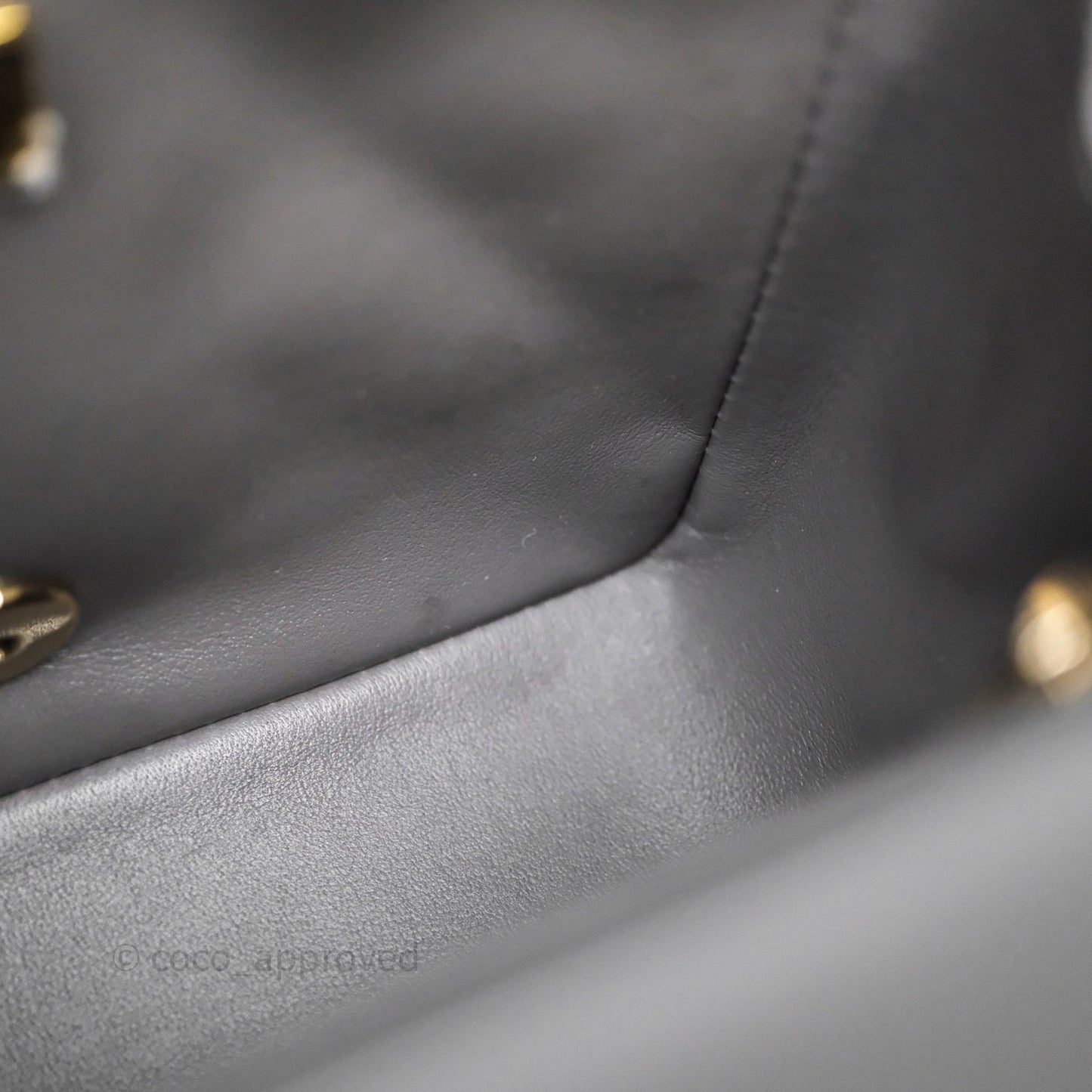 Chanel Mini Square Grey Lambskin Gold Hardware
