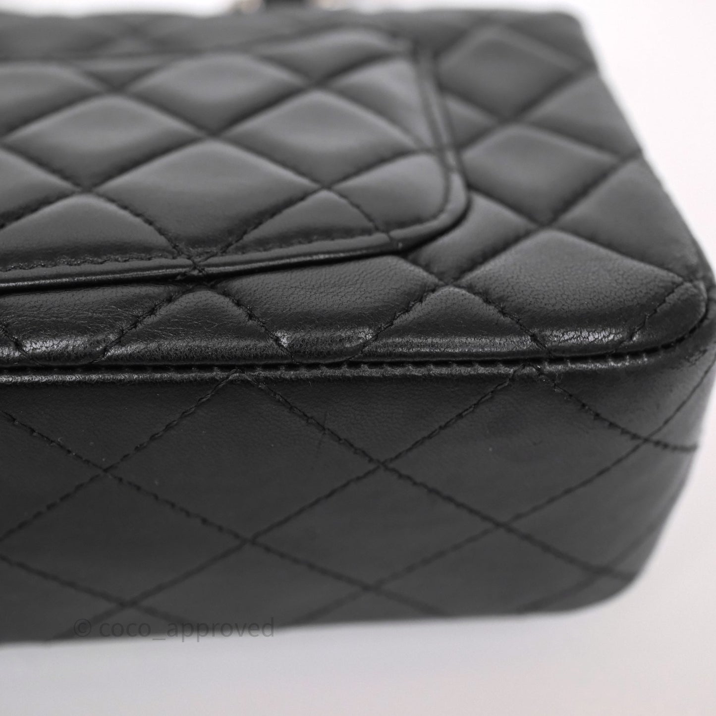 Chanel Quilted Mini Rectangular Flap Black Lambskin Silver Hardware