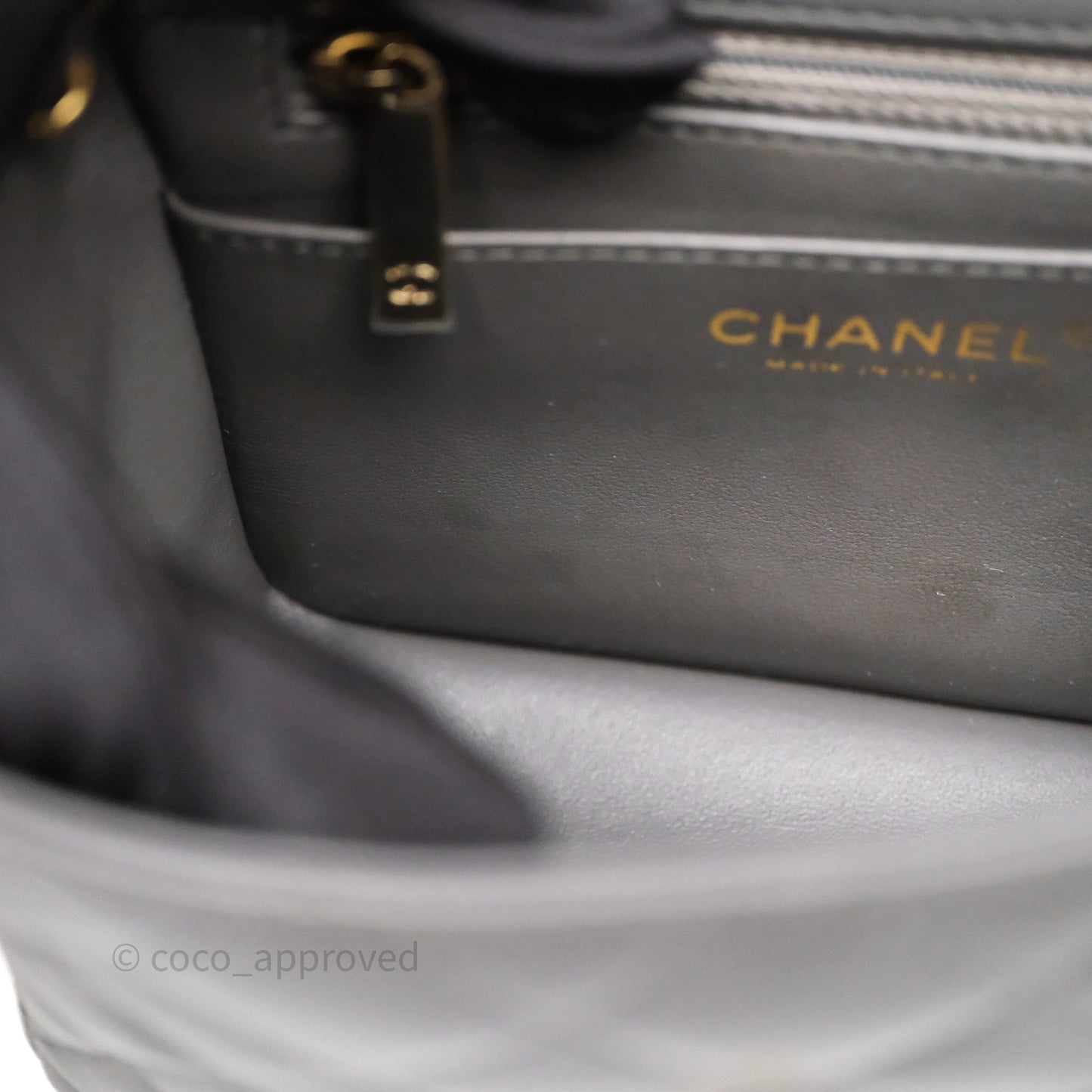 Chanel Mini Square Grey Lambskin Gold Hardware
