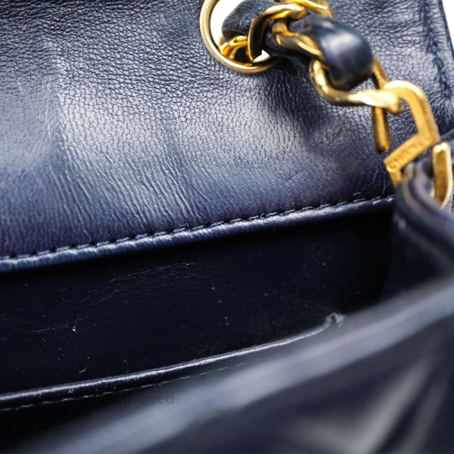 Chanel Vintage Flap Bag Quilted Navy Lambskin Gold Hardware