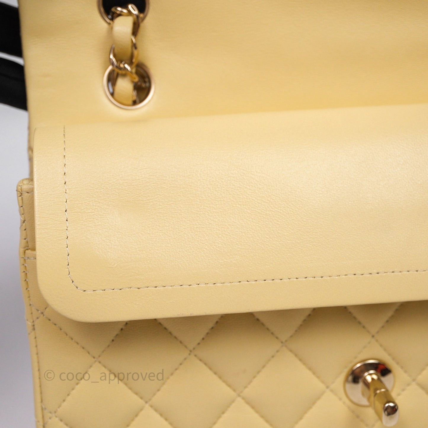 Chanel Small Classic Flap Quilted Yellow Lambskin Gold Hardware