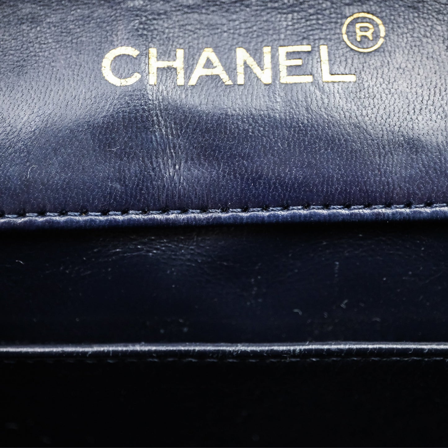 Chanel Vintage Flap Bag Quilted Navy Lambskin Gold Hardware