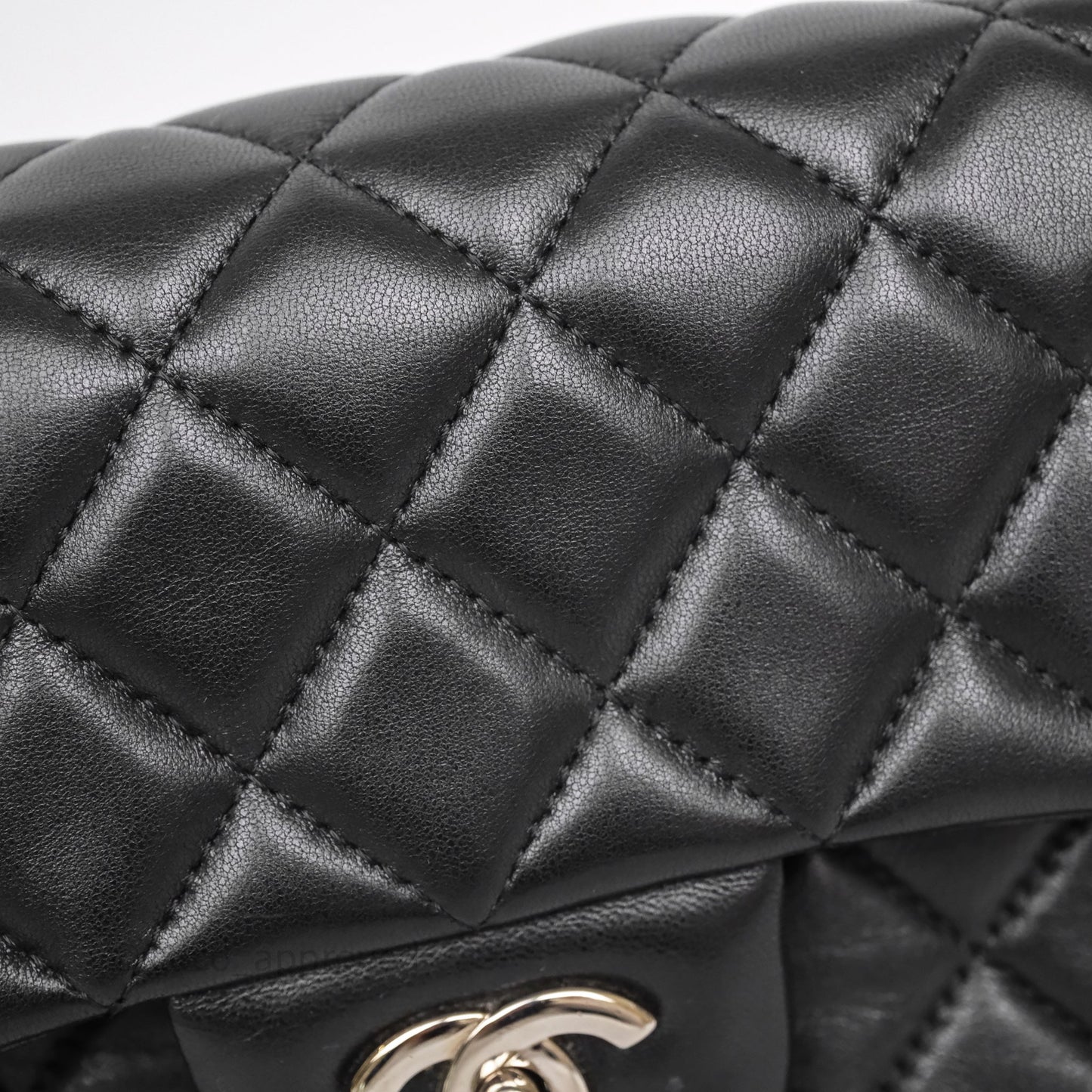 Chanel Quilted Mini Rectangular Flap Black Lambskin Silver Hardware
