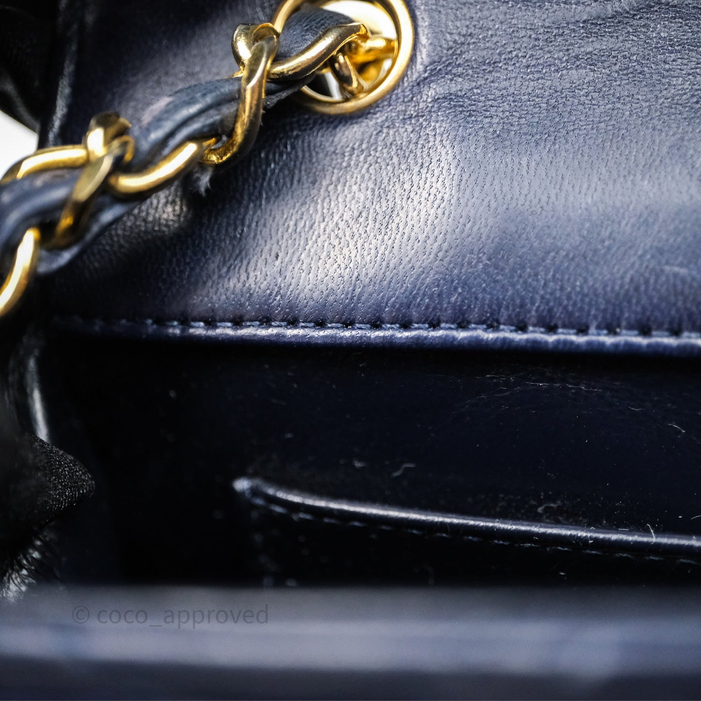 Chanel Vintage Flap Bag Quilted Navy Lambskin Gold Hardware