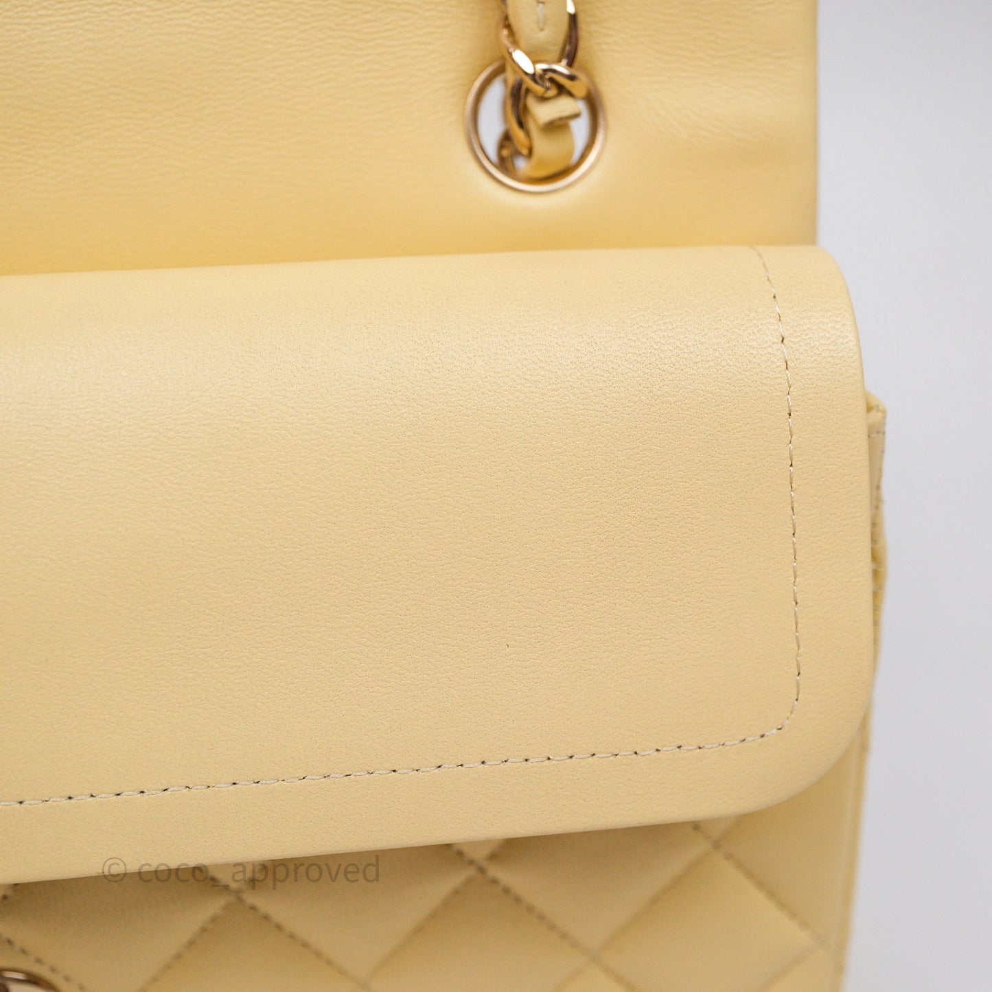 Chanel Small Classic Flap Quilted Yellow Lambskin Gold Hardware