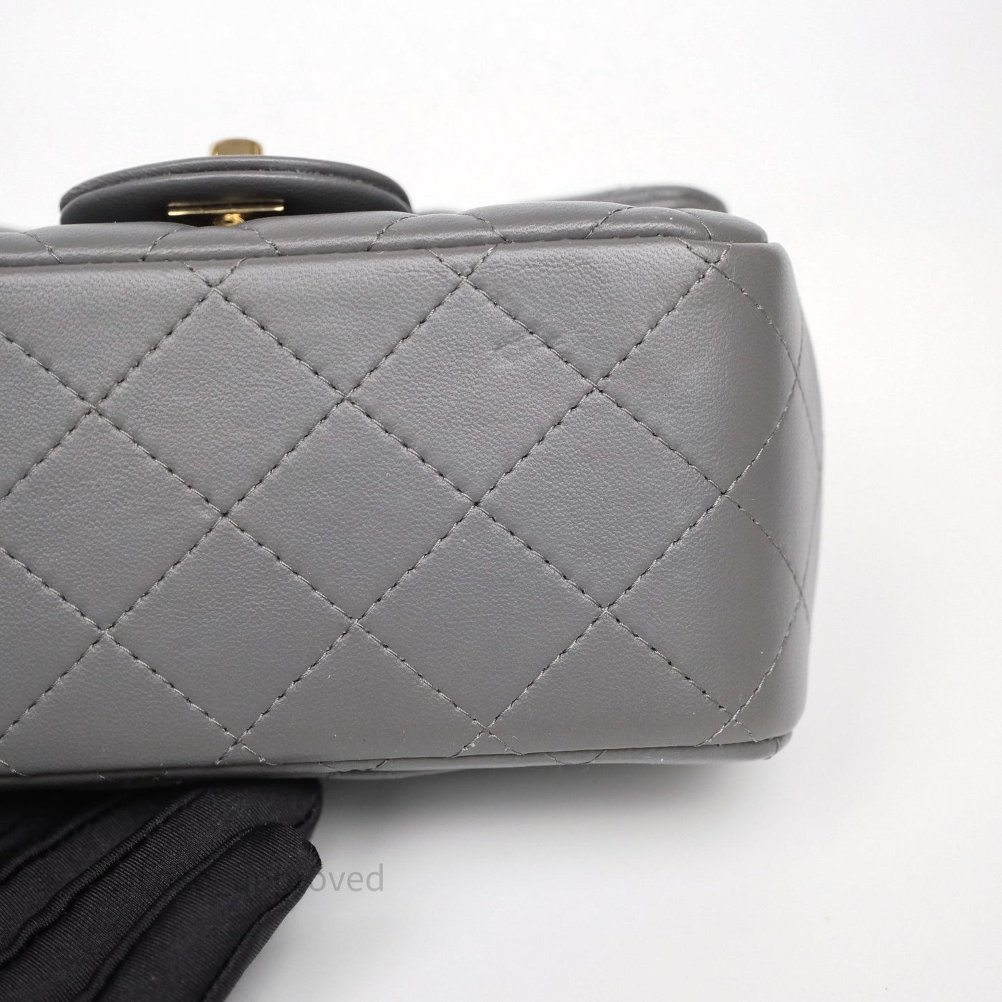 Chanel Mini Square Grey Lambskin Gold Hardware