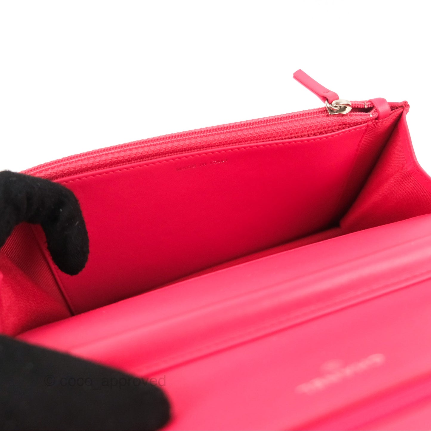 Chanel Quilted Classic Wallet on Chain WOC Pink Patent Silver Hardware