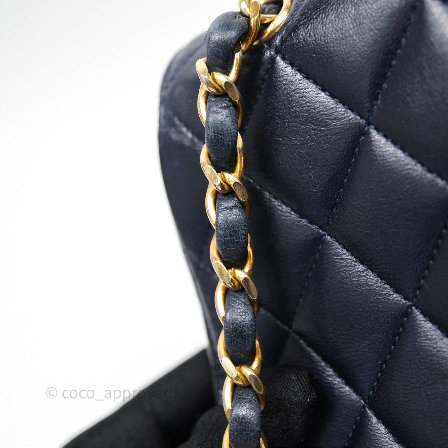 Chanel Vintage Flap Bag Quilted Navy Lambskin Gold Hardware