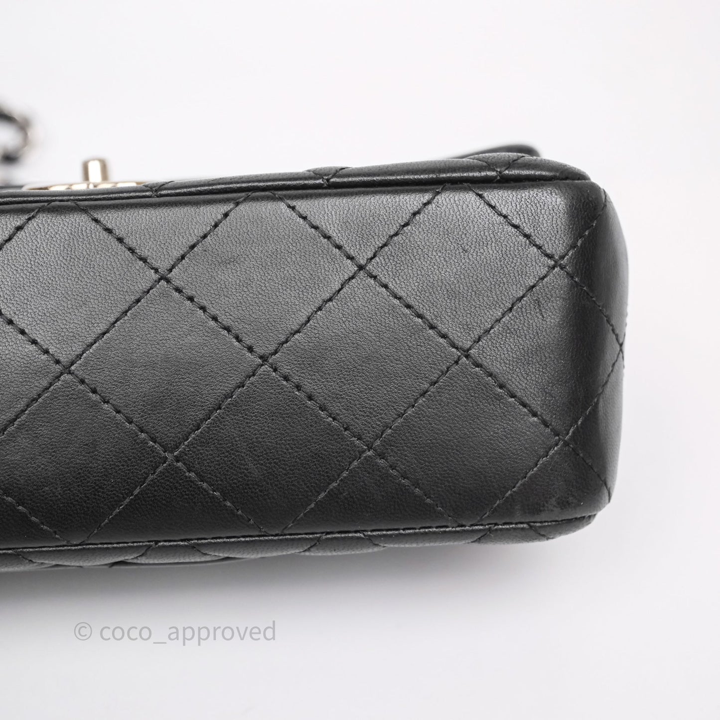 Chanel Quilted Mini Rectangular Flap Black Lambskin Silver Hardware