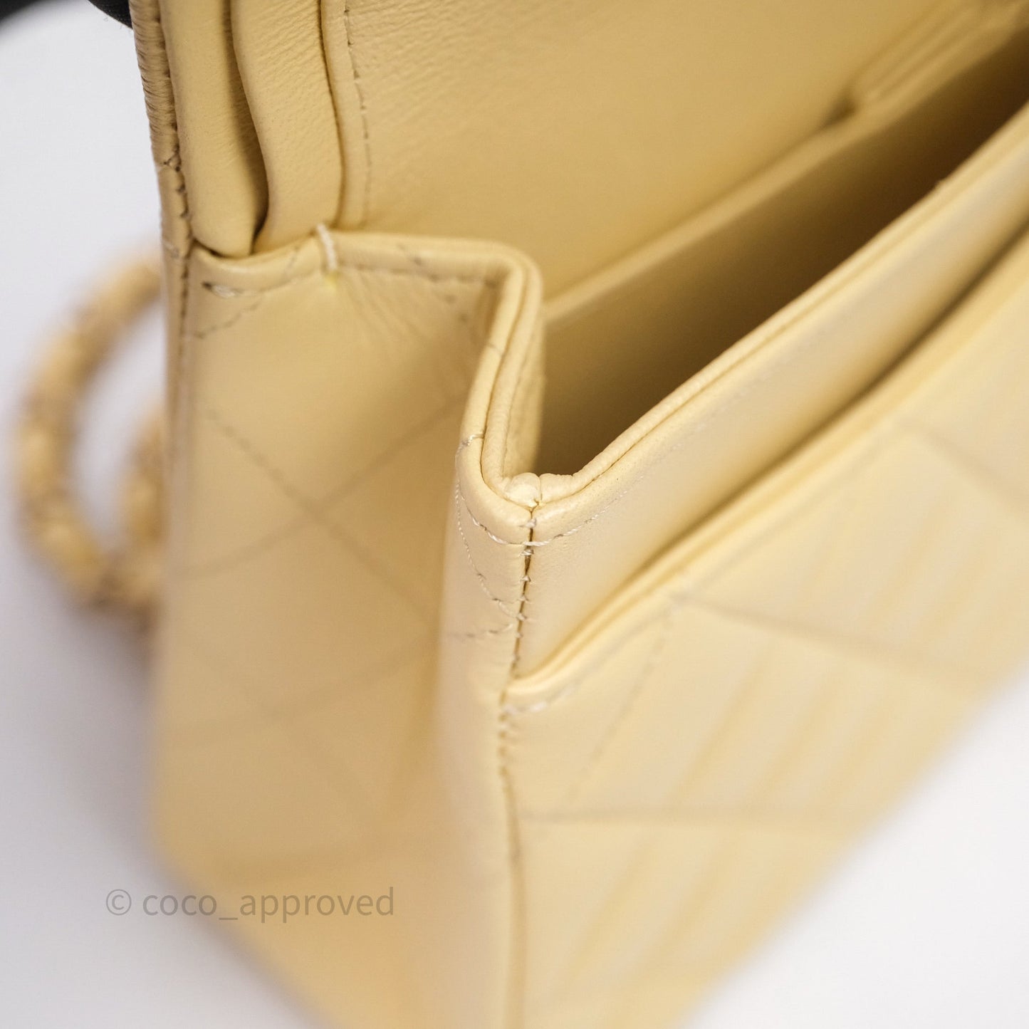 Chanel Small Classic Flap Quilted Yellow Lambskin Gold Hardware