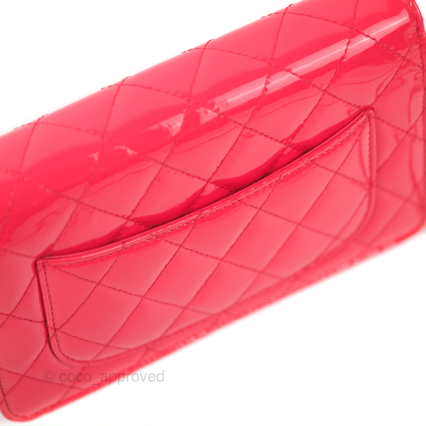 Chanel Quilted Classic Wallet on Chain WOC Pink Patent Silver Hardware