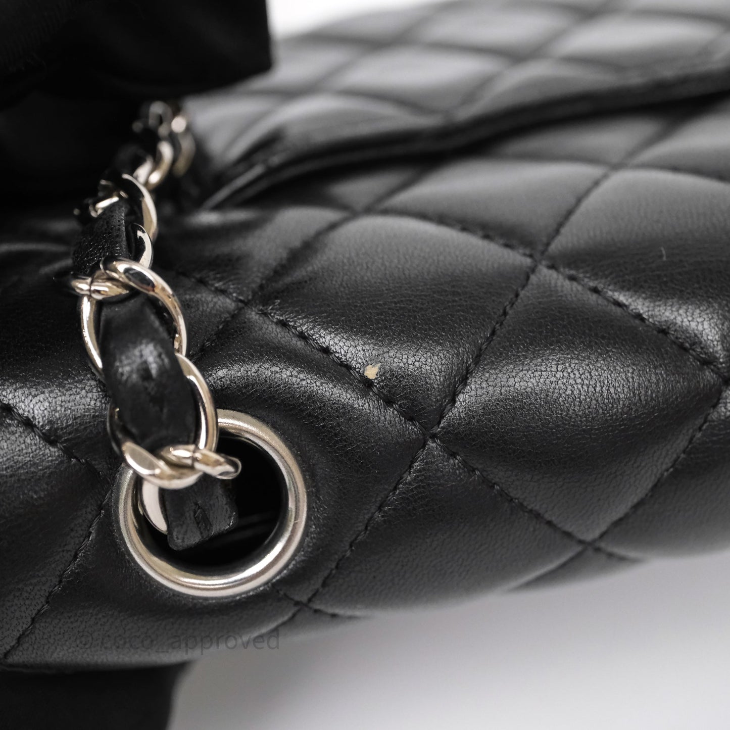 Chanel Quilted Mini Rectangular Flap Black Lambskin Silver Hardware