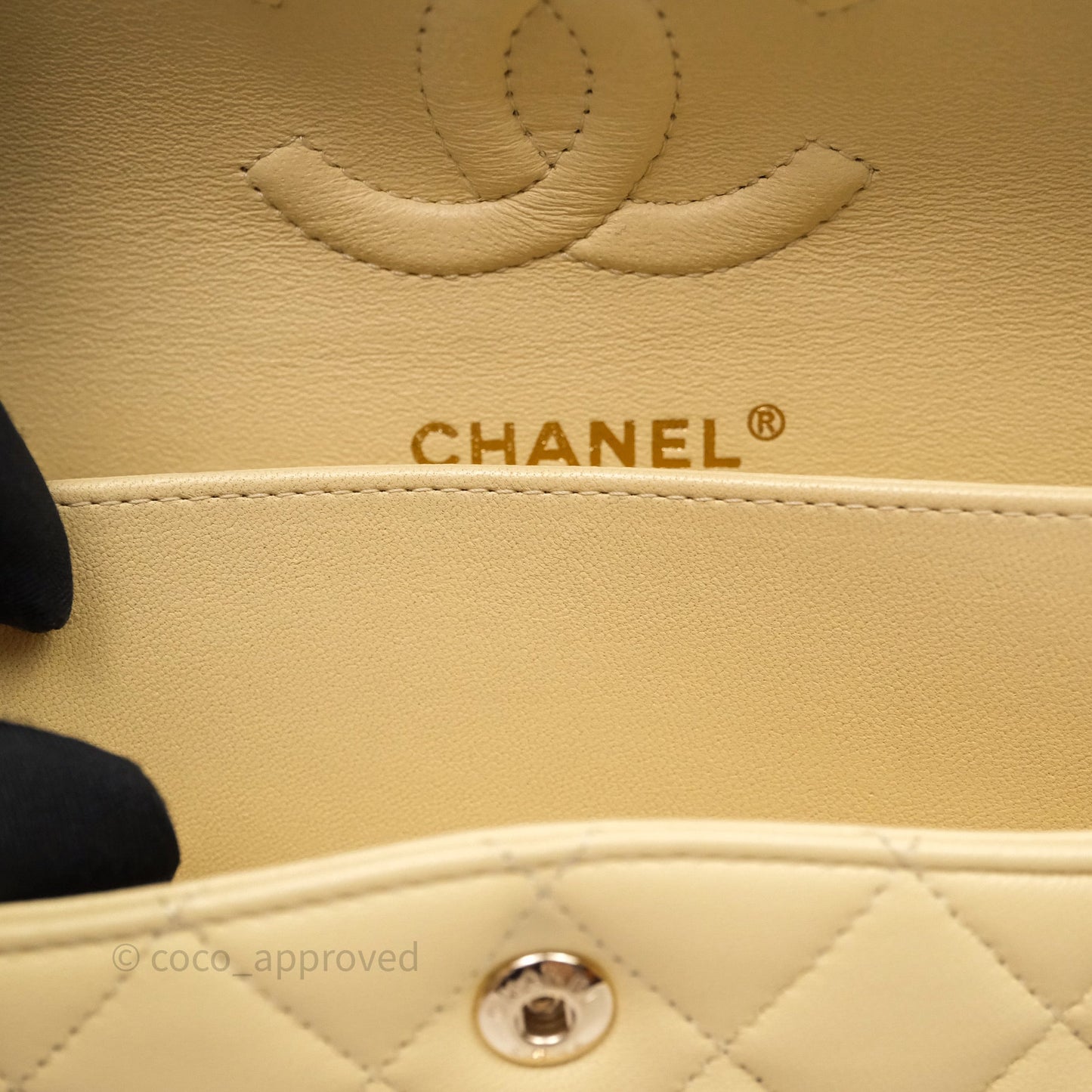 Chanel Small Classic Flap Quilted Yellow Lambskin Gold Hardware