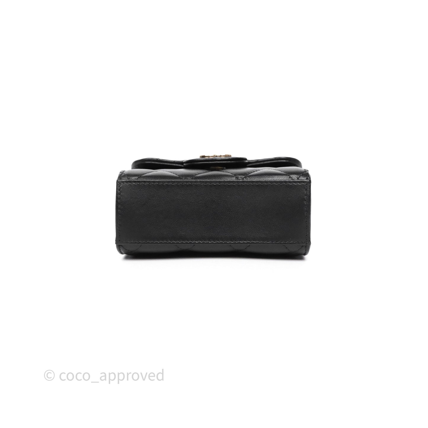 Chanel Mini Handle Clutch With Chain Black Lambskin Gold Hardware
